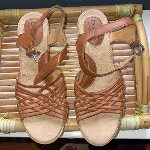 Born Concepts BOC Brown Open Toe Cork Wedge Heel Ankle